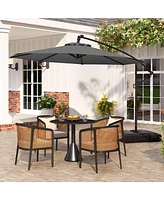 Gymax 10 Ft Solar Offset Hanging Umbrella Patio Cantilever w/ 32 Led Lights