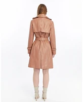 Furniq Uk Women's Leather Trench Coat