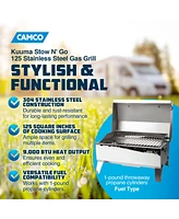 Camco Kuuma Stow N Go 125 Stainless Steel Gas Grill with Pedestal Mount, Silver