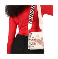 Women's White Printed Leather Sling Bag