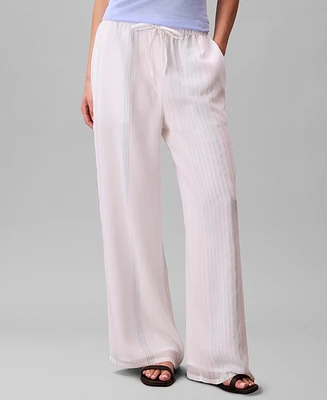 Calvin Klein Women's Multi-Stripe Textured Wide-Leg Pants