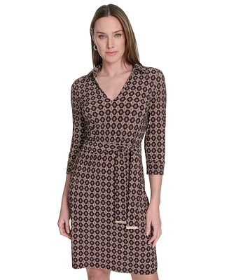 Tommy Hilfiger Women's Belted Jersey Fit & Flare Dress