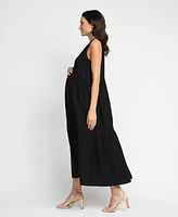 Seraphine Women's Maternity Zip Front Tiered Maxi Dress