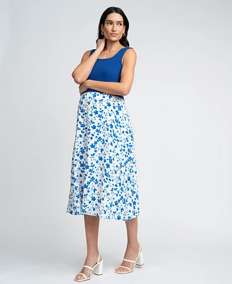 Seraphine Women's Maternity Knit Top with Woven Skirt Dress