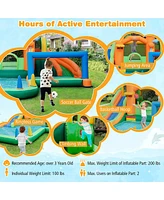 Gymax Kids Inflatable Water Slide Park w/680W Blower Basketball Rim Wet Dry Combo