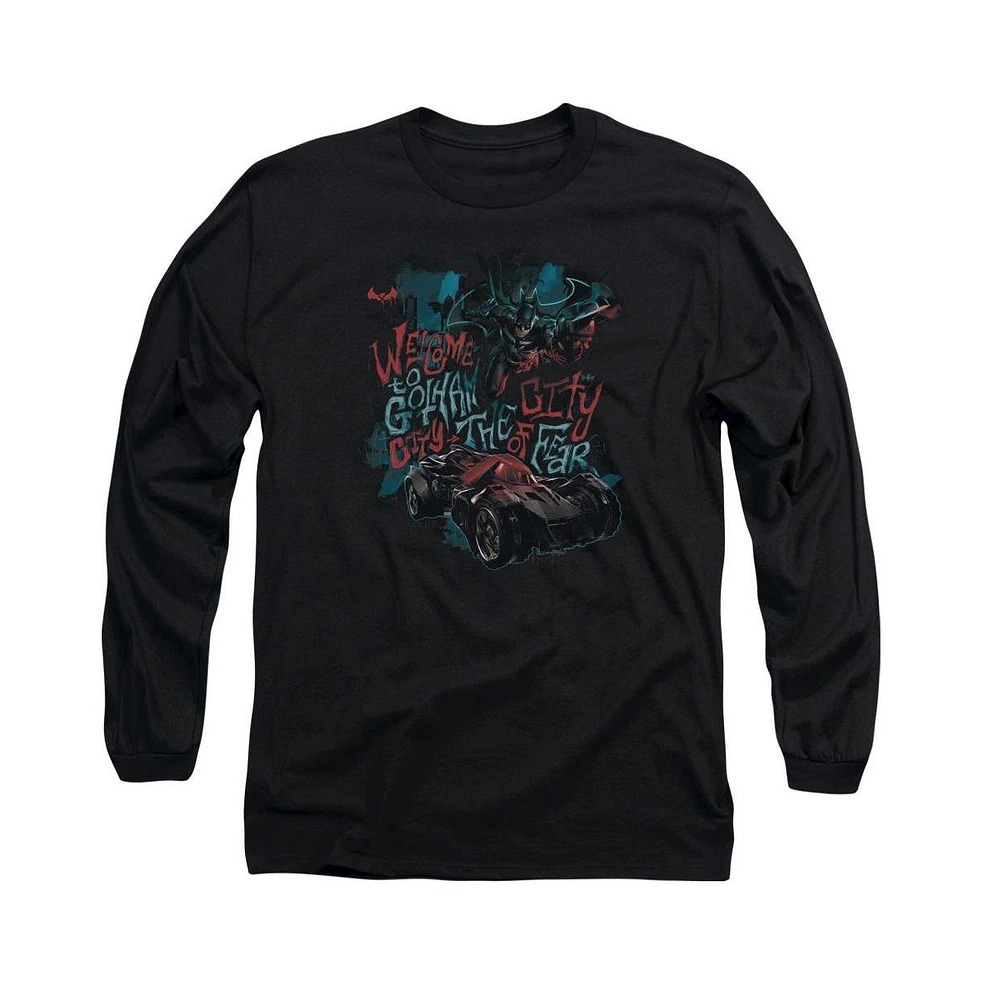 Batman Men's Arkham Knight City Of Fear Long Sleeve Adult Tee / T-Shirt
