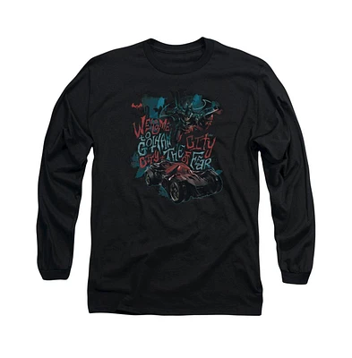 Batman Men's Arkham Knight City Of Fear Long Sleeve Adult Tee / T-Shirt