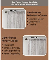 Irina Diamond Sheer Window Curtain, sheer curtains inches long Single Curtain, Width 50 curtains sheer for Bedroom and Living Room
