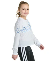 adidas Big Girls Long-Sleeve Regular-Fit Floral Logo Graphic Cotton T-Shirt