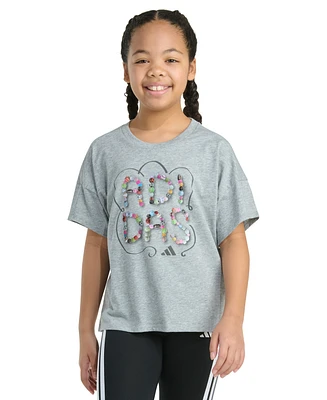 adidas Big Girls Short-Sleeve Drop-Shoulder Logo Graphic T-Shirt