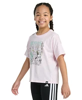 adidas Big Girls Short-Sleeve Drop Shoulder Logo Graphic Cotton T-Shirt