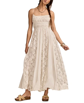 Lucky Brand Women's Smocked Lace Midi Dress