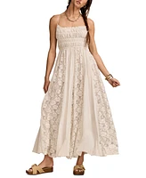 Lucky Brand Women's Smocked Lace Midi Dress