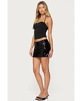 Edikted Women's Aphra Sequin Fringe Mini Skirt