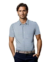 Scott Barber Men's Cotton/Lyocell Stripe Polo, Blue