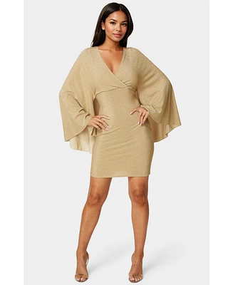 Bebe Women's Plunge Neck Drama Cape Dress