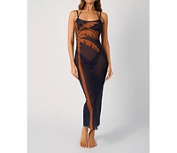 WeWoreWhat Women's Mesh Scoop Maxi Slip Dress