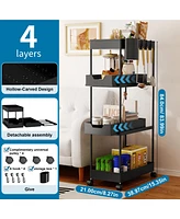 4 Tier Slim Storage Kitchen Cart, Shelving Unit Rolling Rack With Wheels