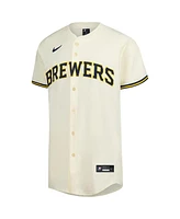 Nike Men's Cream Milwaukee Brewers Home Elite Jersey
