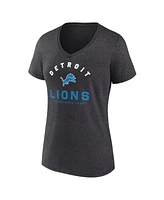 Logo Athletic Women's Heather Charcoal Detroit Lions Unrivaled V-Neck T-Shirt
