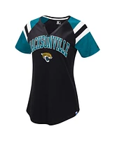 Starter Women's Black Jacksonville Jaguars Game on Notch Neck Raglan T-Shirt