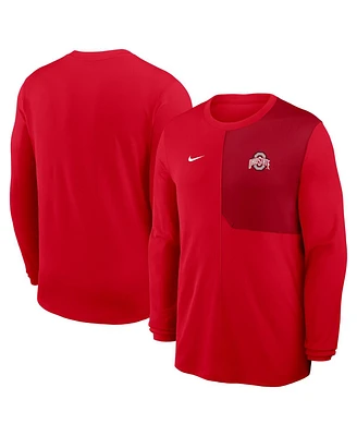 Nike Men's Scarlet Ohio State Buckeyes 2025 Sideline Coach Uv Performance Long Sleeve T-Shirt