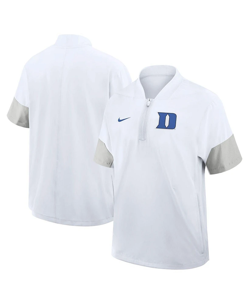 Nike Men's White Duke Blue Devils 2025 Sideline Short Sleeve Quarter-Zip Coach Jacket