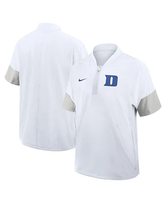 Nike Men's White Duke Blue Devils 2025 Sideline Short Sleeve Quarter-Zip Coach Jacket