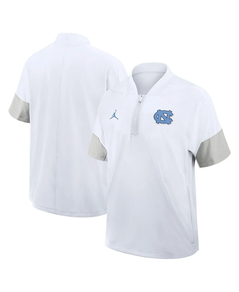 Jordan Men's White North Carolina Tar Heels 2025 Sideline Short Sleeve Quarter-Zip Coach Jacket