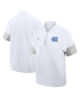 Jordan Men's White North Carolina Tar Heels 2025 Sideline Short Sleeve Quarter-Zip Coach Jacket