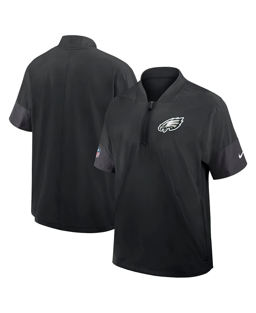 Nike Men's Philadelphia Eagles Sideline Short Sleeve Quarter-Zip Performance Coach Jacket