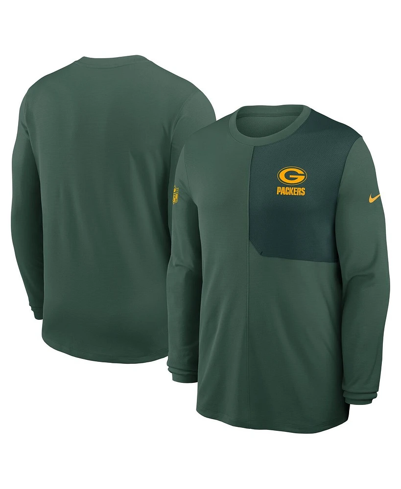 Nike Men's Green Bay Packers Sideline Coach Uv Performance Long Sleeve T-Shirt