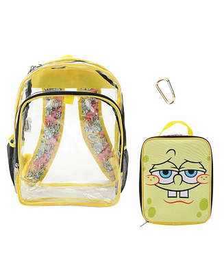 Spongebob Squarepants Character Print 16” Clear Backpack & Lunch Kit Value Set