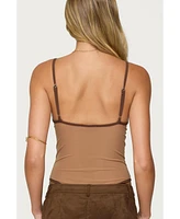 Edikted Women's Contrast Sheer Mesh Cut Out Bodysuit