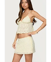 Edikted Women's Leora Textured Floral Babydoll Top