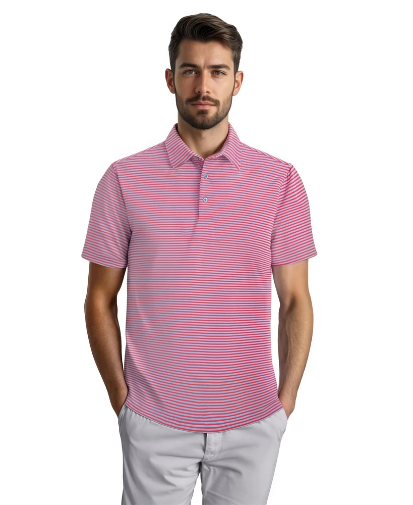 Scott Barber Prep Stripe Polo, Berry