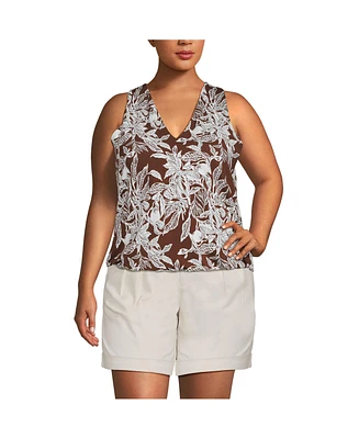 Lands' End Plus Lightweight Jersey Blouson Vneck Tank
