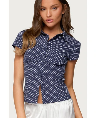 Edikted Women's Polka Dot Tailored Button Up Shirt