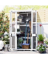 Mondawe 63"H Wood Storage Cabinet,Waterproof Greenhouse with Lockable Door