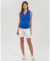 Pietro Brunelli Maternity Linen-Blend Shorts with Stretch Waistband