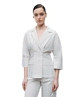 Nocturne Women's Striped Linen Jacket