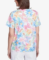Alfred Dunner Petite Spring Butterfly Crew Neck Top
