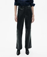 Mango Women's Leather-Effect Straight Pants