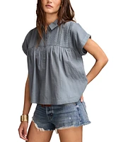 Lucky Brand Women's Collared Peplum Tunic Top