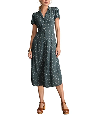 Lucky Brand Women's Collared Button-Front Midi Dress