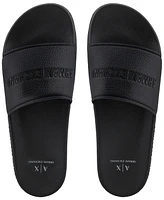A|X Armani Exchange Men's Logo Embossed Slip-On Slide Sandals