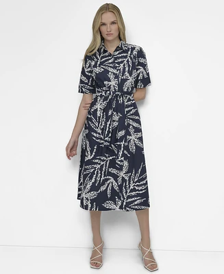 Dkny Women's Printed Cotton Shirt Dress