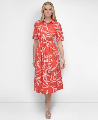 Dkny Women's Printed Cotton Shirt Dress