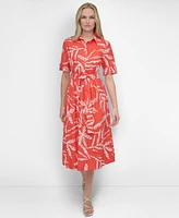 Dkny Women's Printed Cotton Shirt Dress