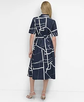 Dkny Women's Printed Cotton Shirt Dress